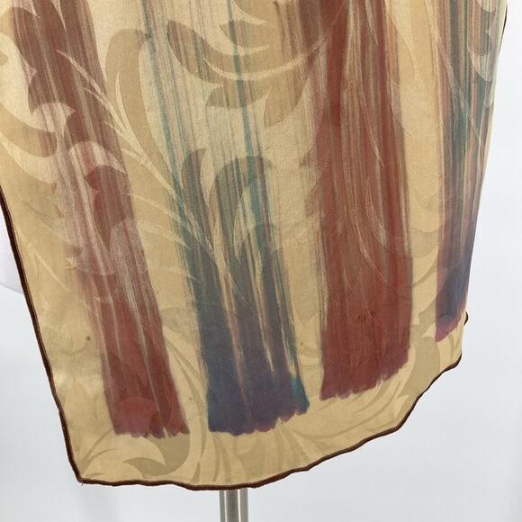 Kevin O’Brien Womens Hand Painted Silk Jacquard Scarf Gold Multi 14 x 72 - Picture 5 of 13